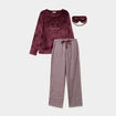 Ensemble pyjama effet polaire 3 pi&egrave;ces bordeaux femme
