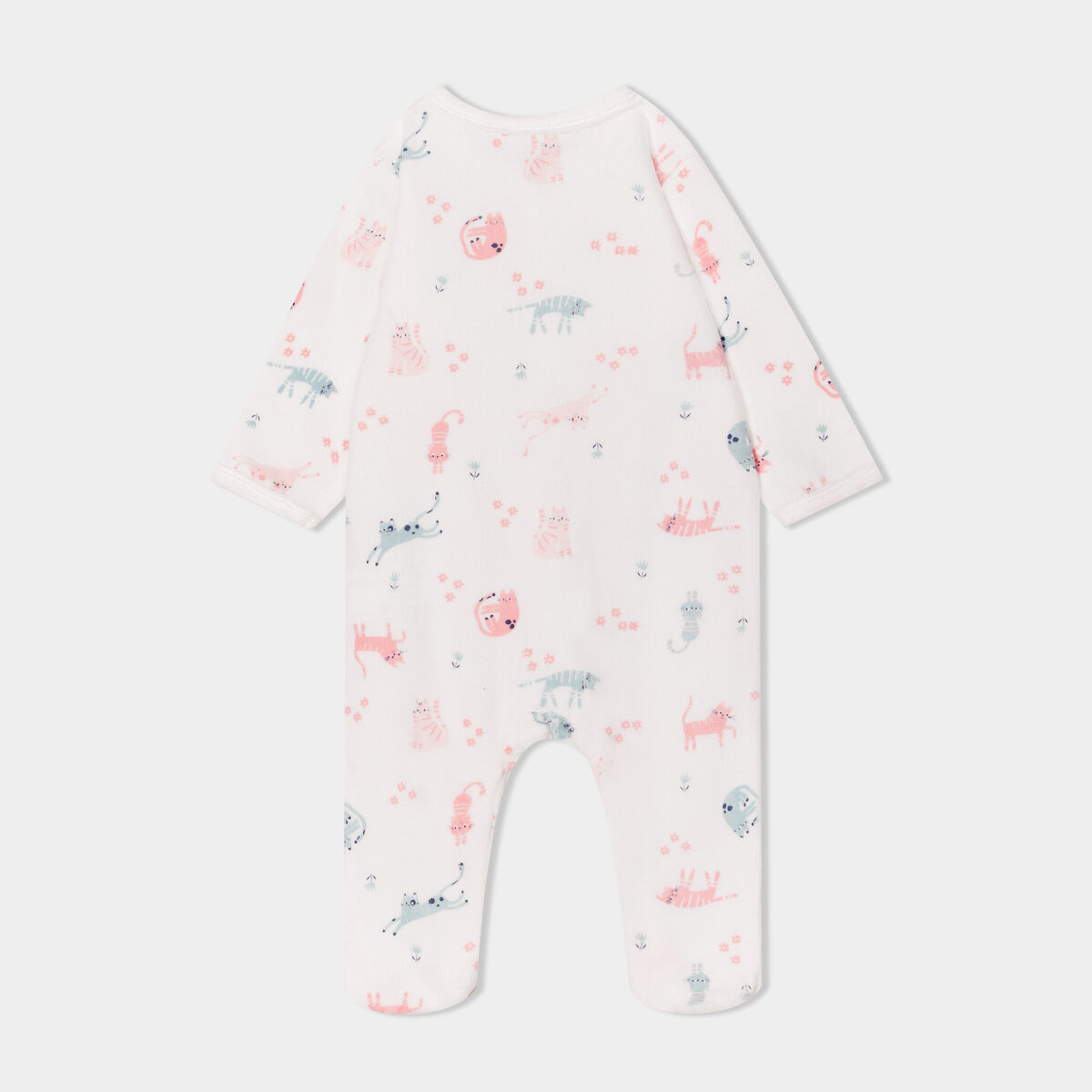 Pyjama dors-bien effet velours ecru bébé fille