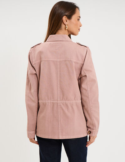 Veste boutonn&eacute;e poches &agrave; rabat rose poudr&eacute;e femme