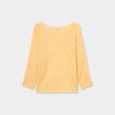 Pull droit col rond manches longues jaune clair femme