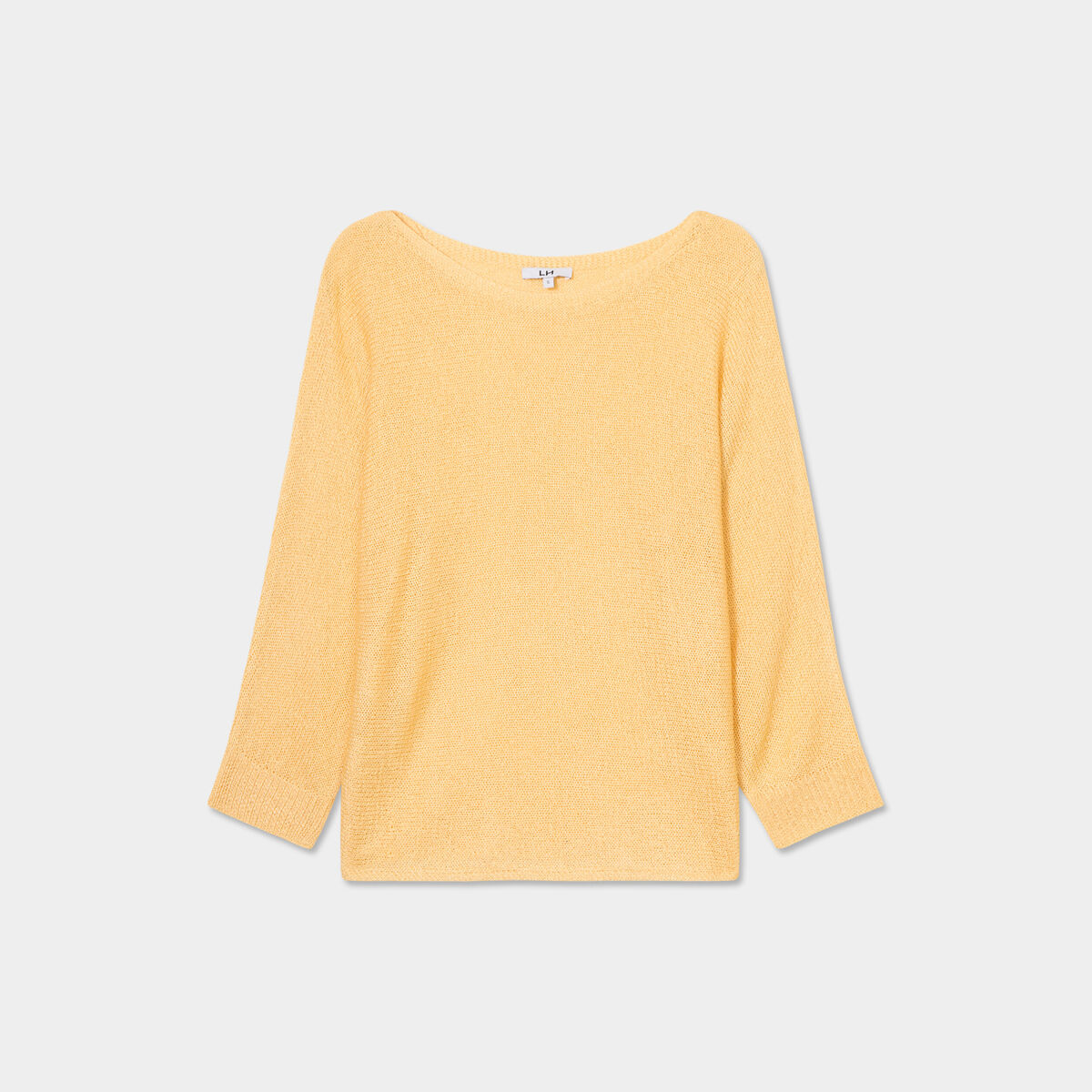 Pull droit col rond manches longues jaune clair femme