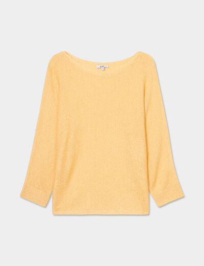 Pull droit col rond manches longues jaune clair femme