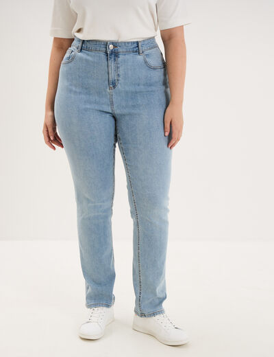 Jeans droit taille haute denim triple stone femme grande taille