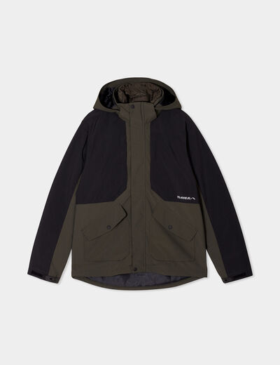 Veste à capuche effet 3-en-1 Trappeur vert kaki homme
