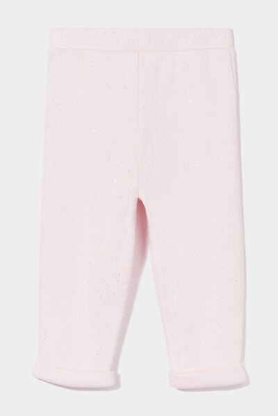 Pantalon doublé à paillettes rose clair bébé fille
