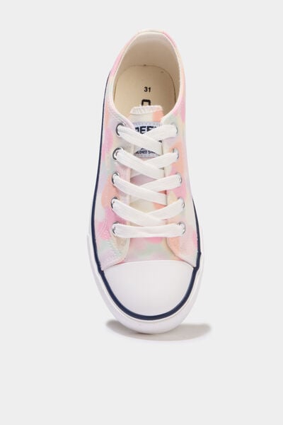 Baskets en toile &agrave; lacets bout renforc&eacute; multicolore fille
