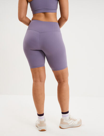 Short cycliste de sport taille haute violet femme