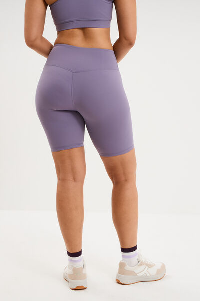 Short cycliste de sport taille haute violet femme