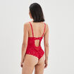 Body corbeille padded en dentelle rose framboise femme