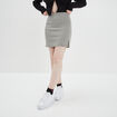 Jupe courte droite avec fente beige femme