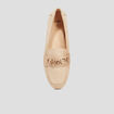 Mocassins plats suède jaune or femme