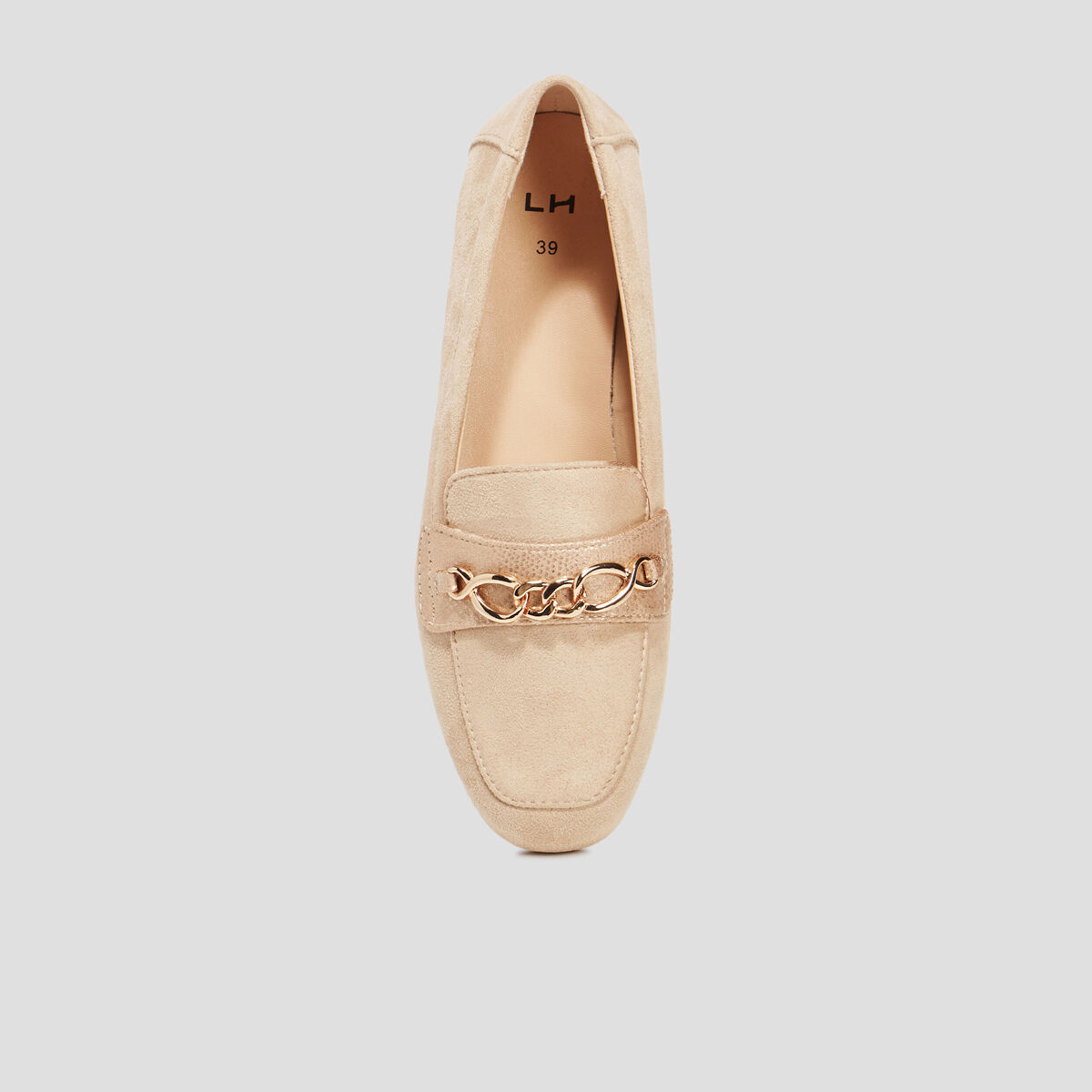 Mocassins plats suède jaune or femme