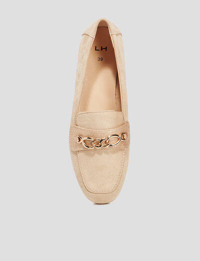 Mocassins plats suède jaune or femme