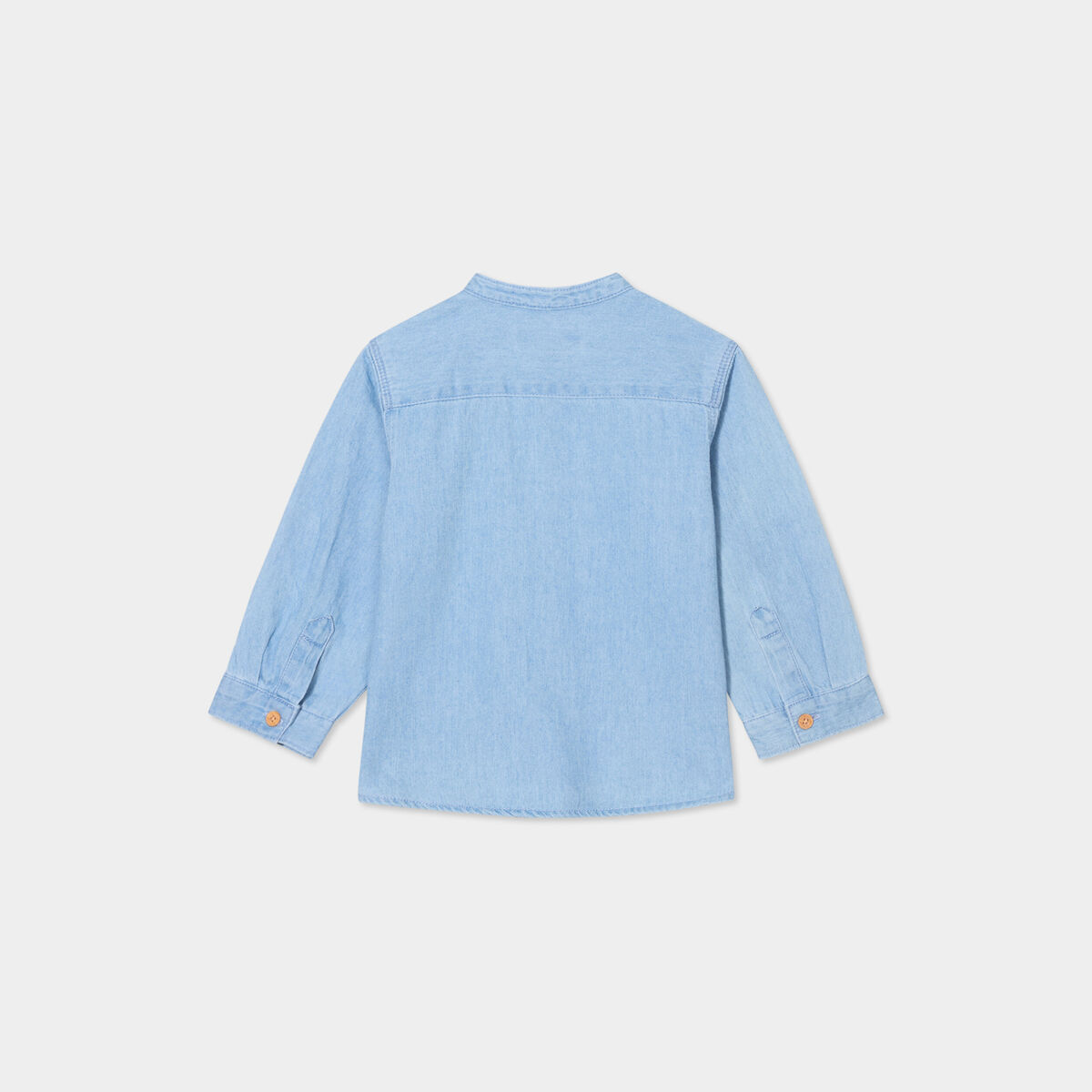 Chemise col mao en jean Creeks denim double stone b&eacute;b&eacute; gar&ccedil;on