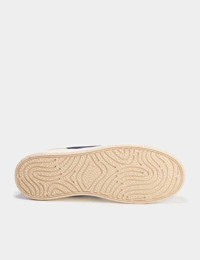 Tennis basses &agrave; lacets semelle plate bleu marine homme
