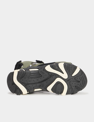 Sandales avec scratchs vert kaki garçon