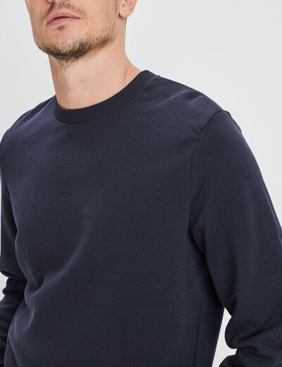Sweat avec col rond bleu marine homme