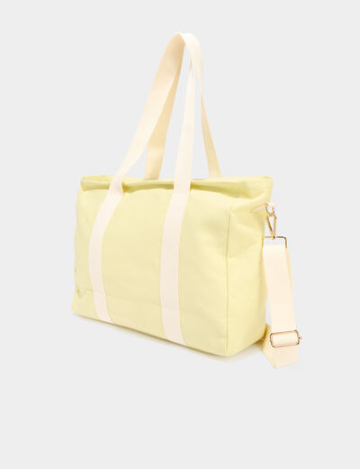 Sac cabas avec bandouli&egrave;re jaune pastel femme
