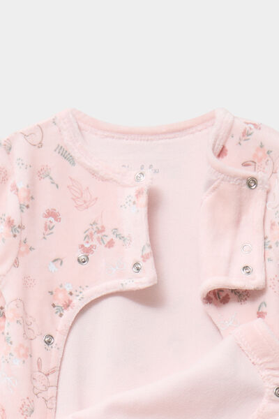 Dors-bien effet velours manches longues rose clair b&eacute;b&eacute;
