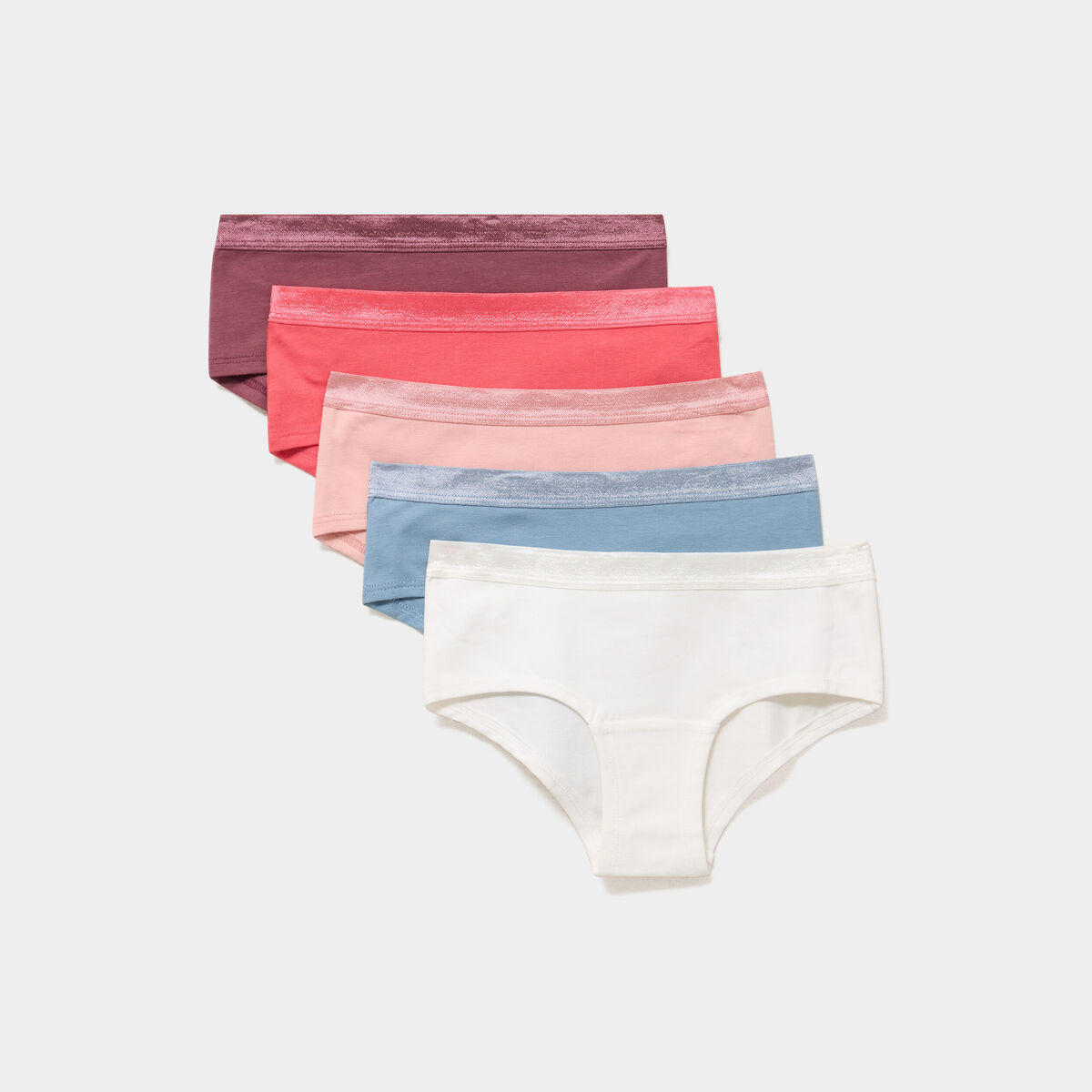 Lot 5 shortys coton majoritaire blanc fille
