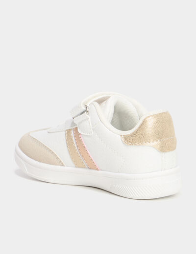 Tennis basses à scratchs blanc fille