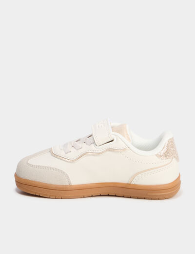 Tennis basses à scratchs blanc fille