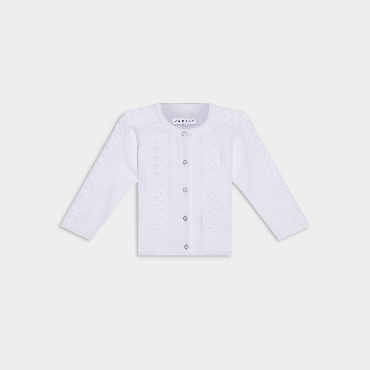 Gilet manches longues boutonné coton blanc bébé fille