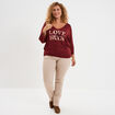 Pull manches 3/4 chauve-souris col V bordeaux femme grande taille