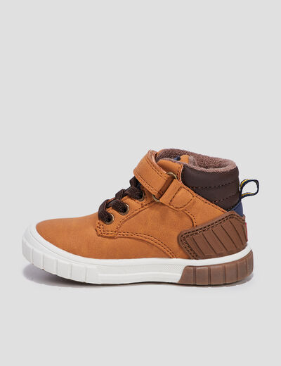 Baskets montantes bout rond Creeks camel bébé garçon