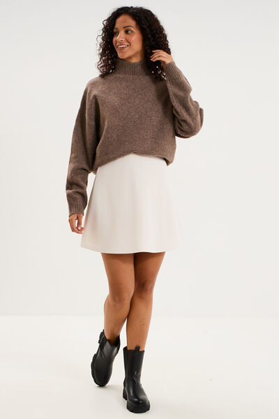 Pull droit avec col montant taupe femme