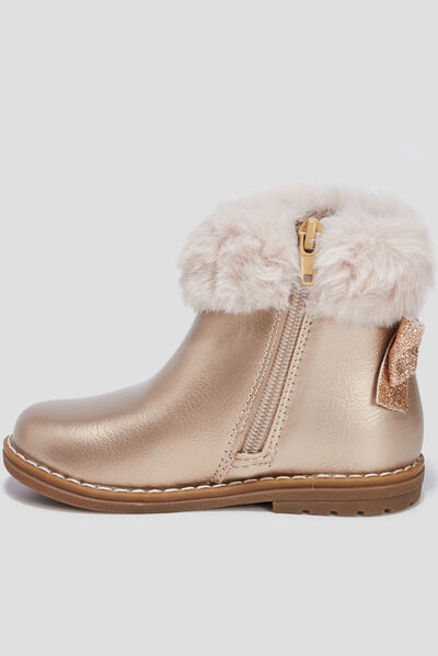 Bottines métallisées à noeuds jaune or fille