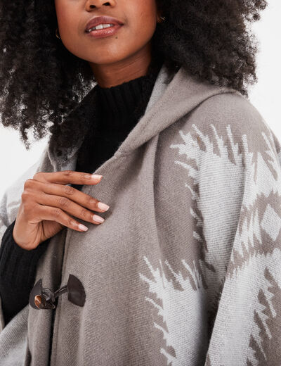 Poncho à capuche gris femme