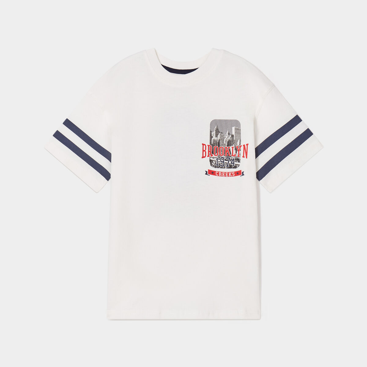 T-shirt manches courtes coton Creeks blanc garçon