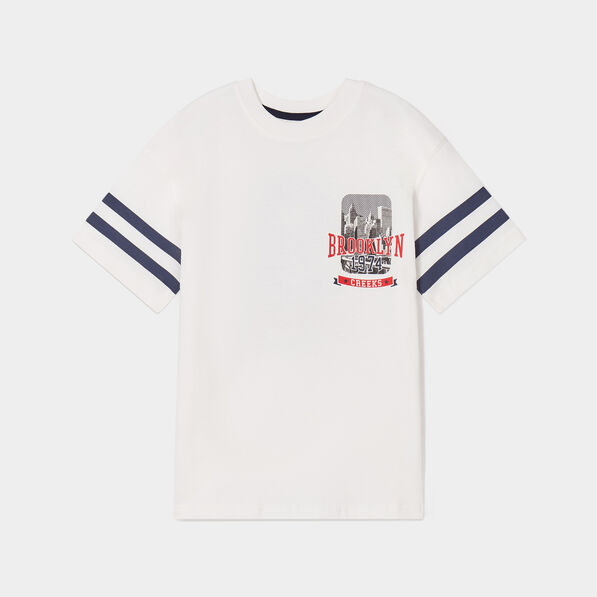 T-shirt manches courtes coton Creeks blanc garçon