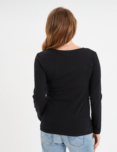 T-shirt allaitement manches longues noir femme maternité