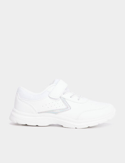 Baskets running à scratchs blanc fille