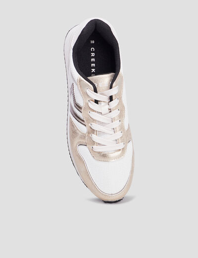 Baskets bi-matière à lacets Creeks blanc femme