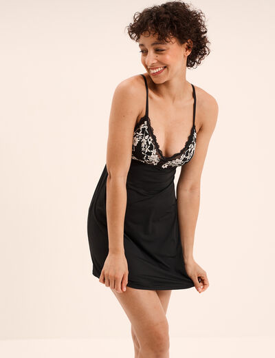 Nuisette avec dentelle noir femme