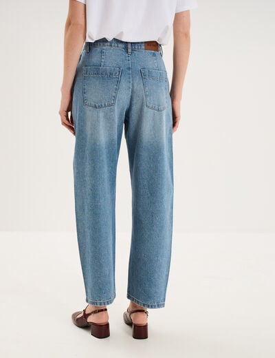 Jean barrel taille haute denim stone femme