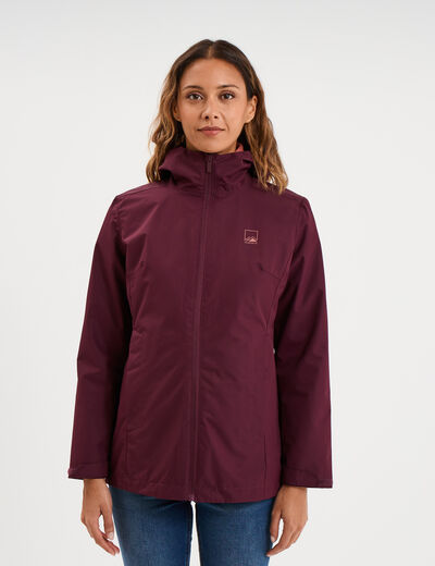 Parka 3-en-1 chaude et imperm&eacute;able prune femme