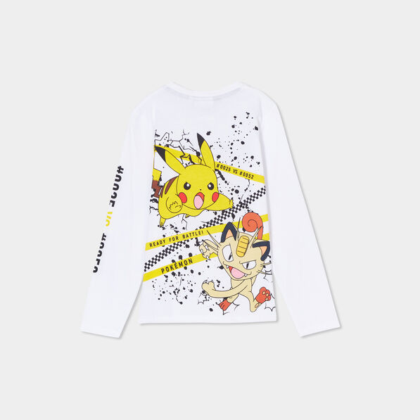 T-shirt manches longues coton Pokémon blanc garçon