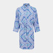 Robe chemise droite fluide ceinturée bleu femme