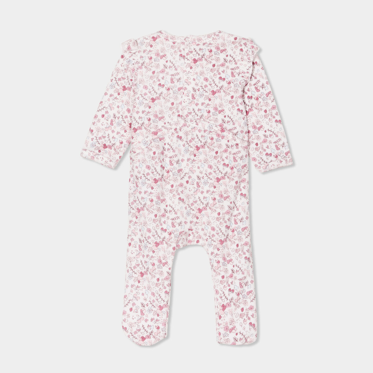 Dors-bien manches longues boutonné vieux rose bébé fille