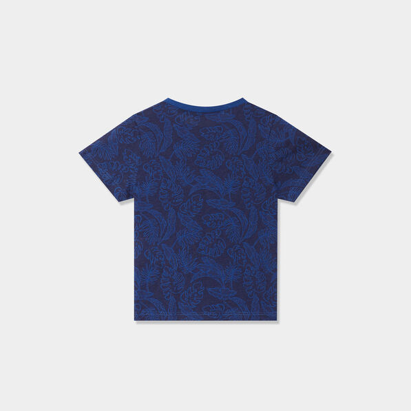 T-shirt col rond manches courtes coton bleu marine bébé garçon