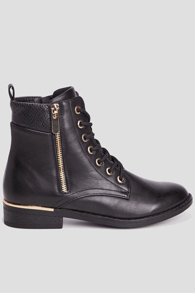 Bottines zipp&eacute;es d&eacute;tail talon noir femme