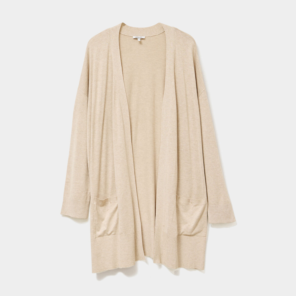 Gilet long avec poches beige femme grande taille