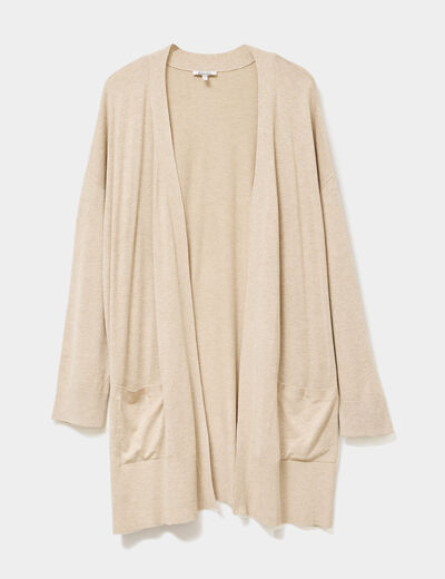 Gilet long avec poches beige femme grande taille