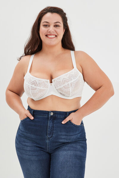 Soutien-gorge emboîtant dentelle Ivory blanc femme grande taille
