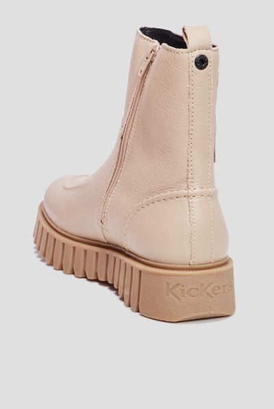Bottines en cuir Kickers Kickfancy sable femme