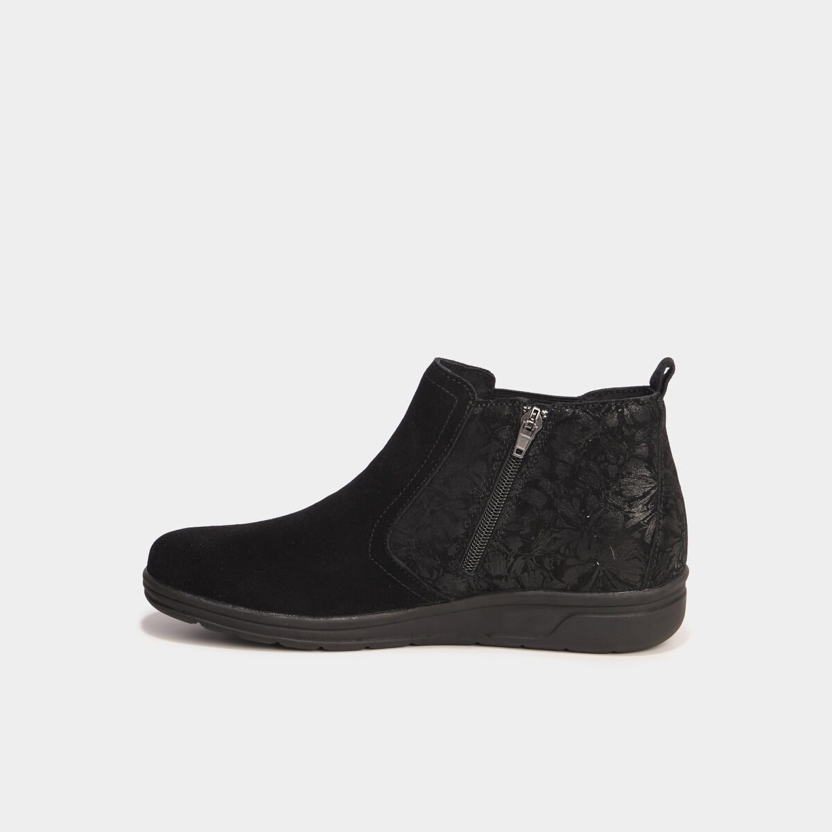 Boots confort en cuir noir femme